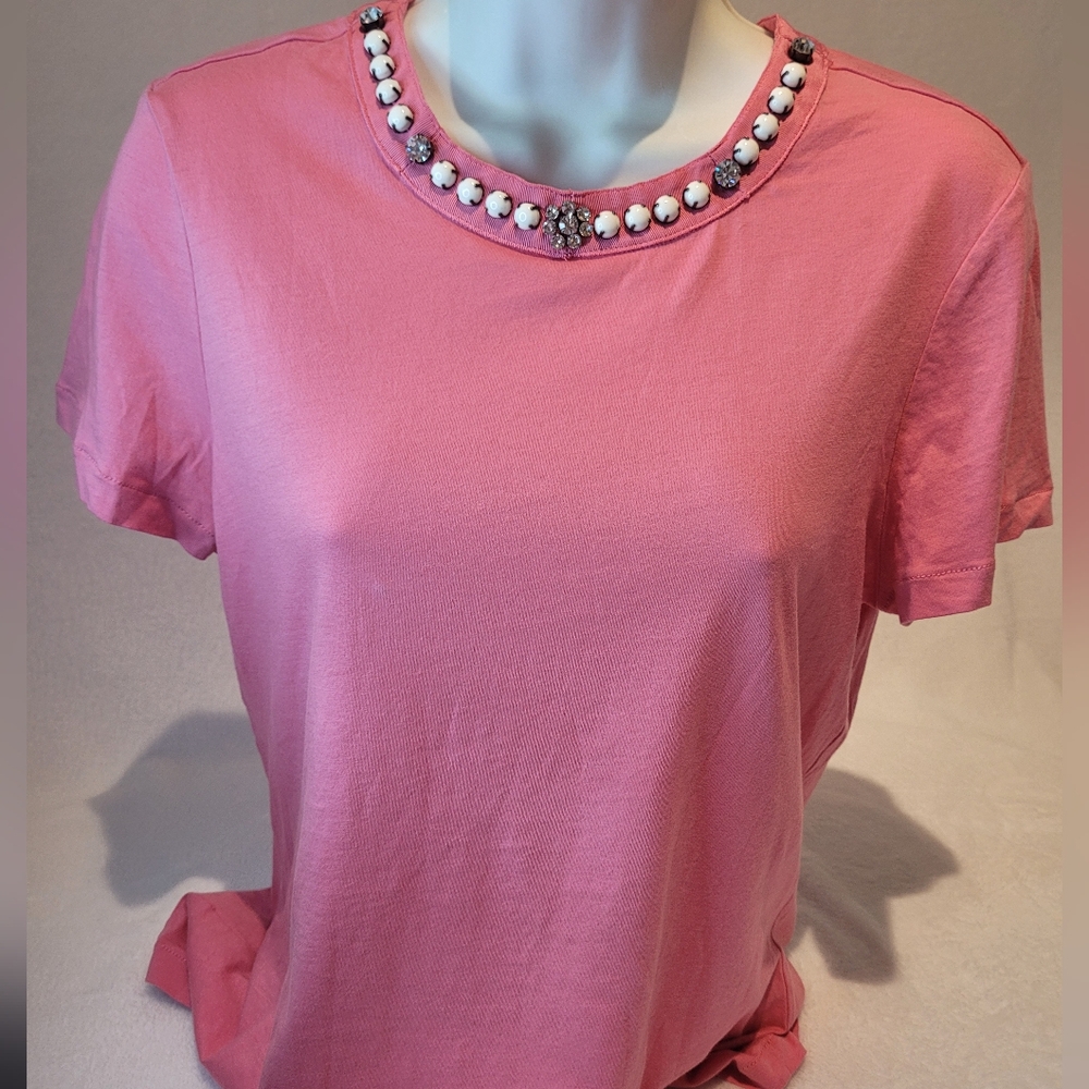 Twisted Heart pink t-shirt with bads and rhinestones